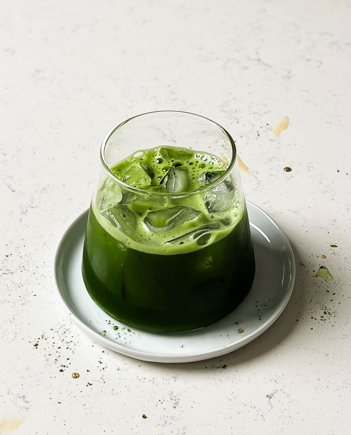 iced matcha latte in a glass