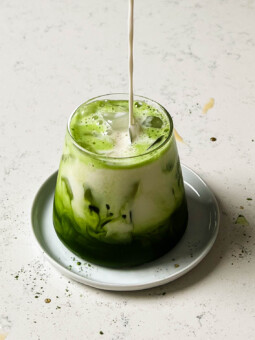 iced matcha latte in a glass