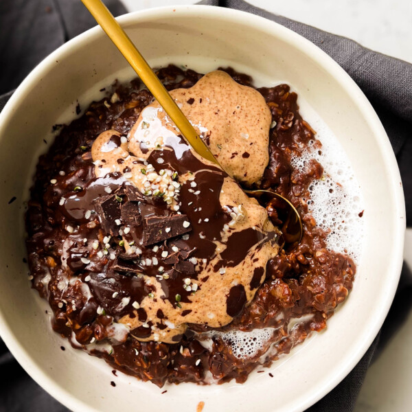 bowl of dark chocolate oatmeal