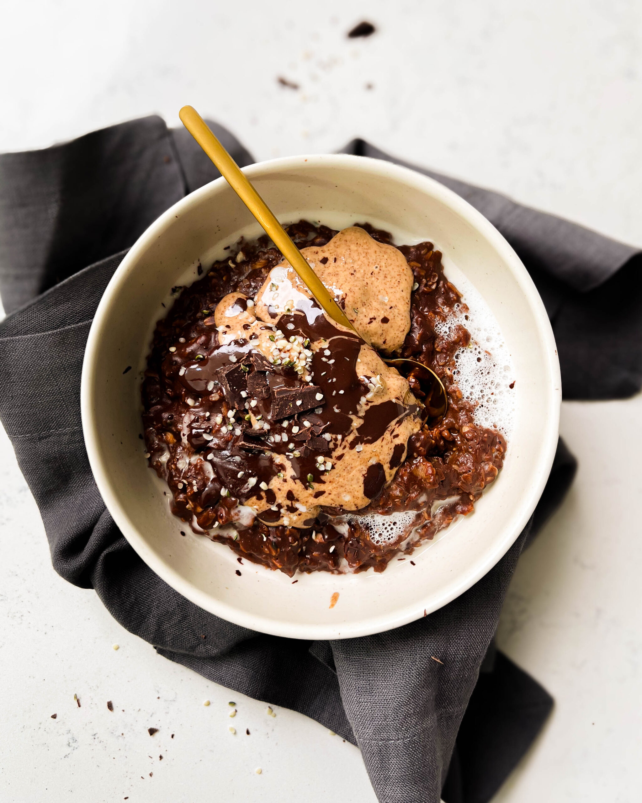bowl of dark chocolate oatmeal