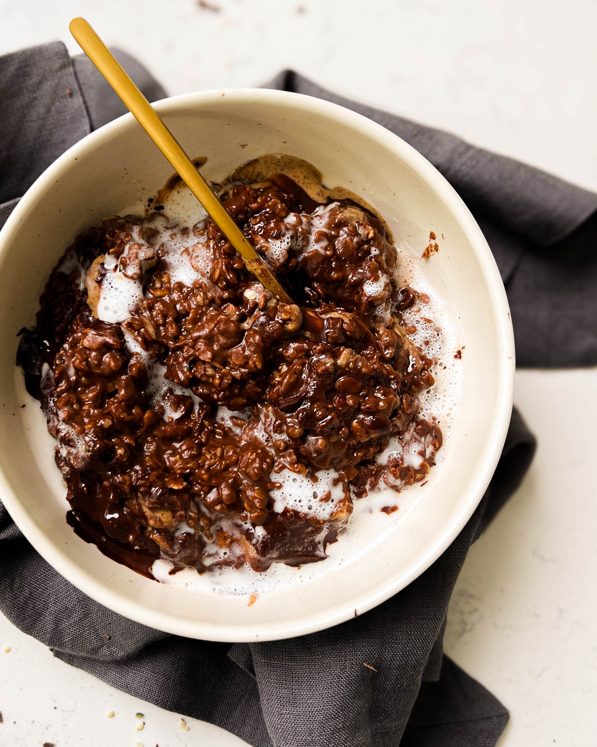 bowl of dark chocolate oatmeal