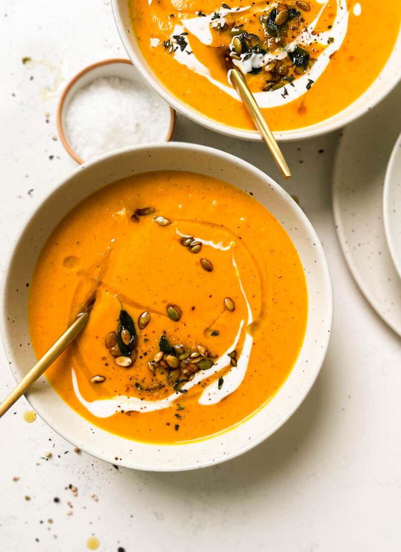 a bowl of creamy fall harvest soup