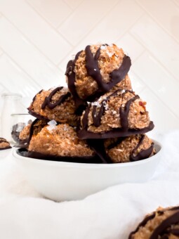 samoa macaroons in a bowl