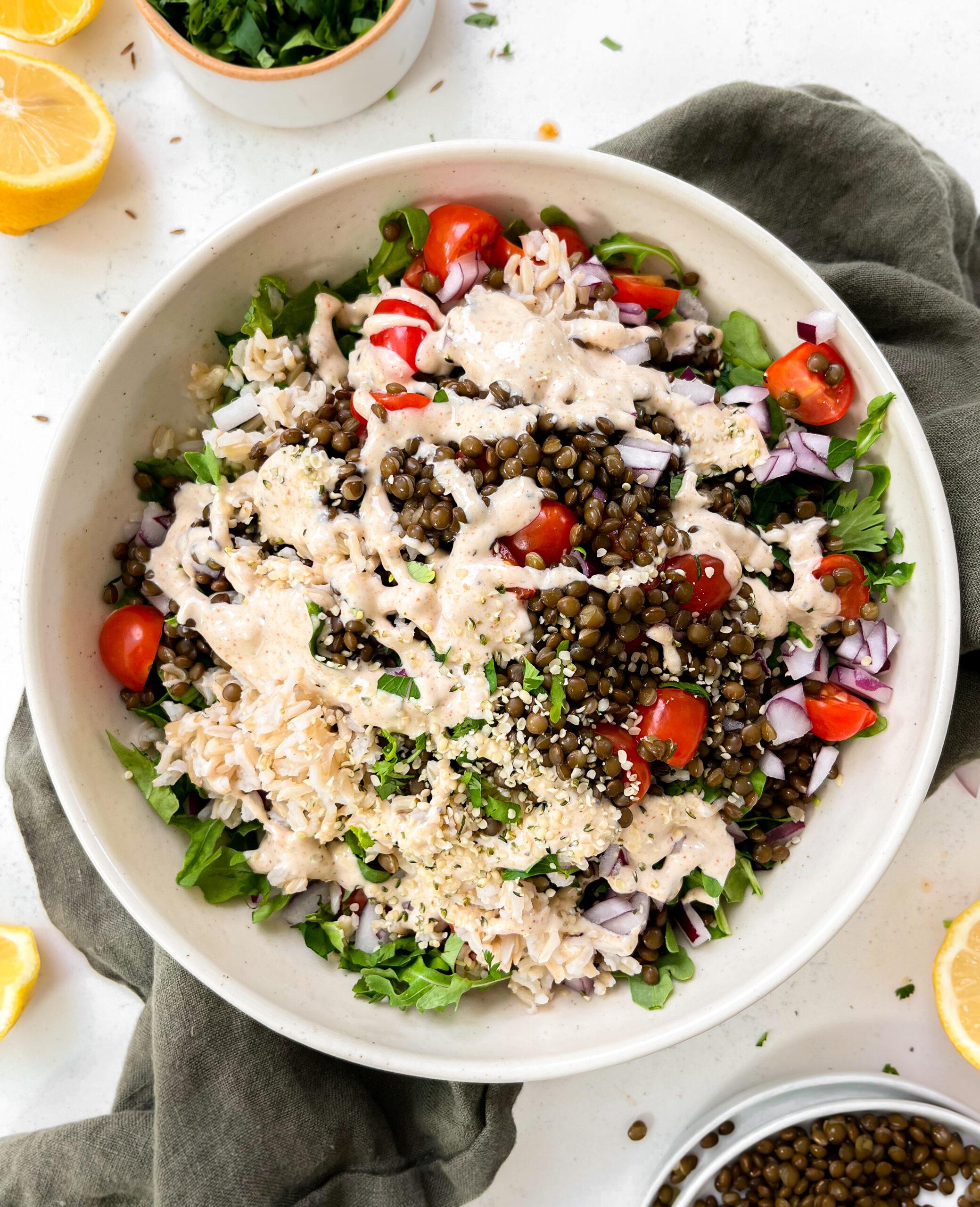 Insane Spicy Vegan Lentil Salad Bowl