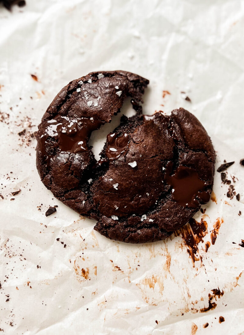 vegan single-serve double chocolate chip cookie