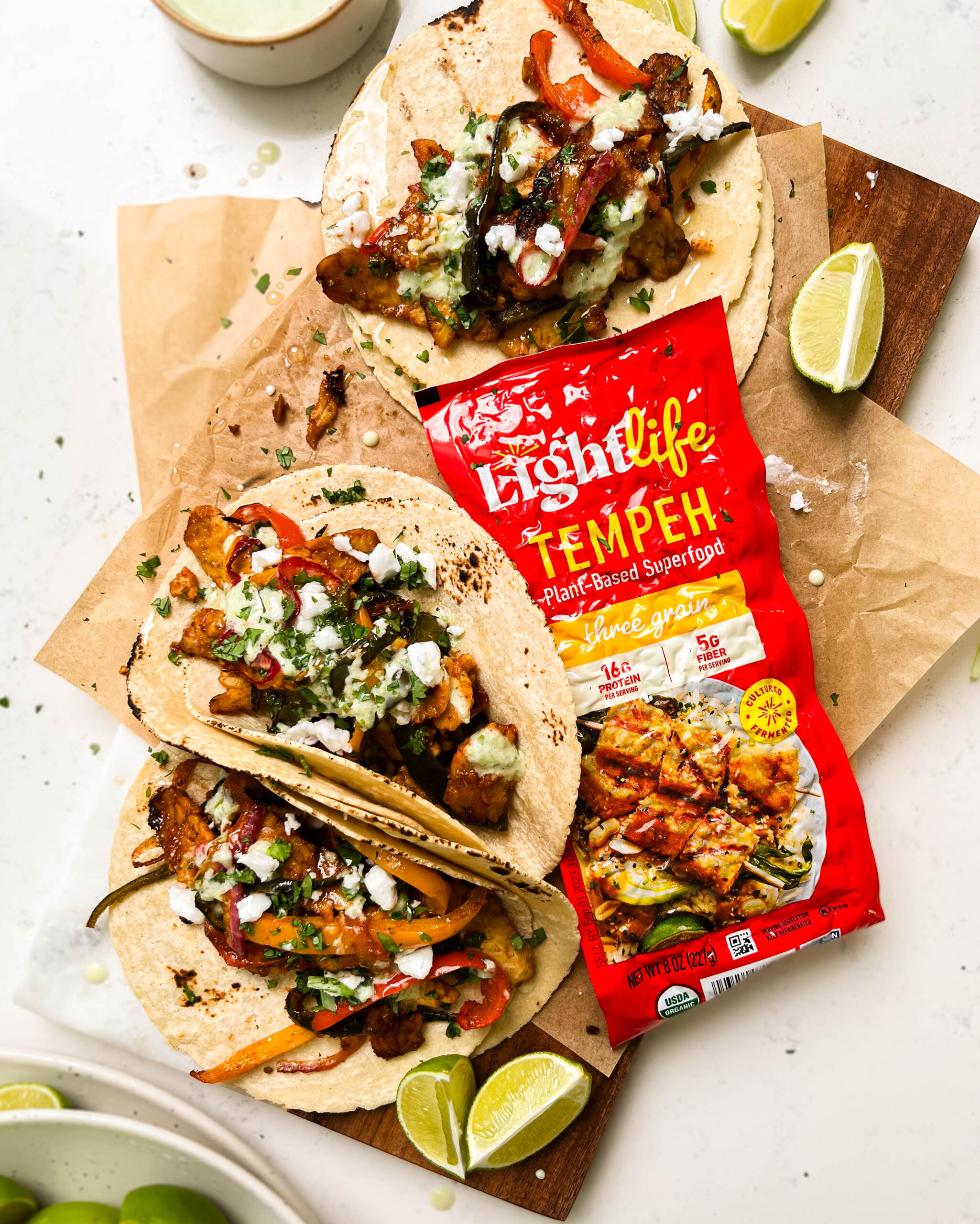 vegan sheet-pan fajitas on a cutting board