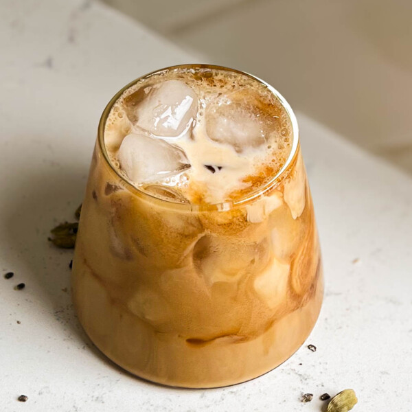 homemade iced chai in a glass