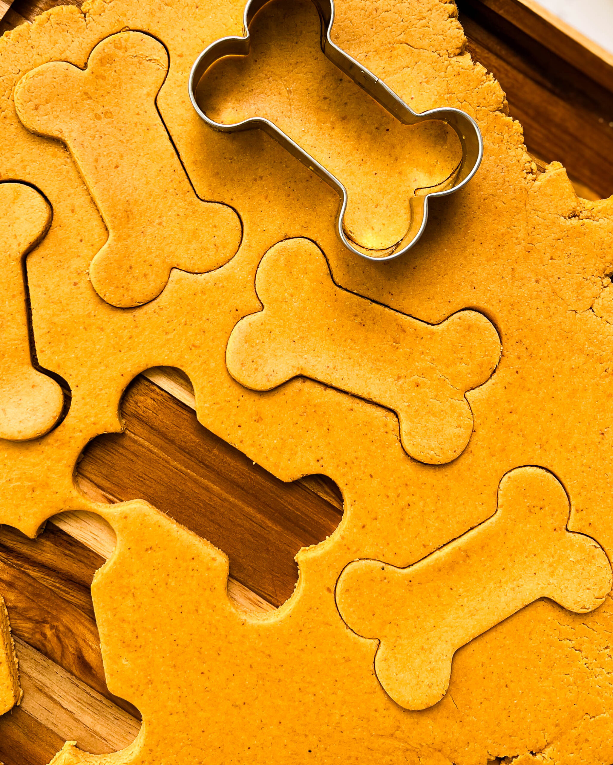 homemade peanut butter dog treats on a cutting board