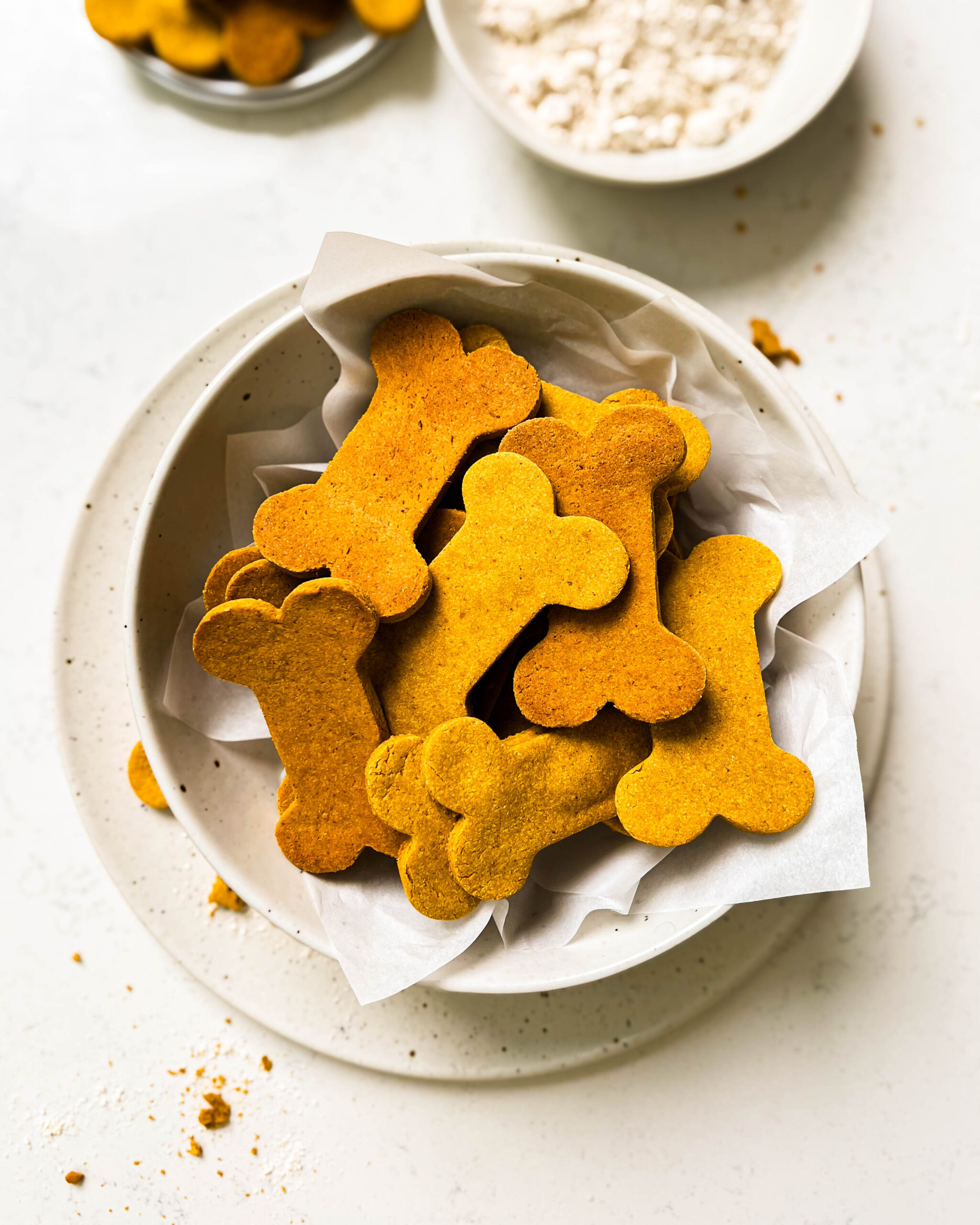 homemade dog treats in a white bowl