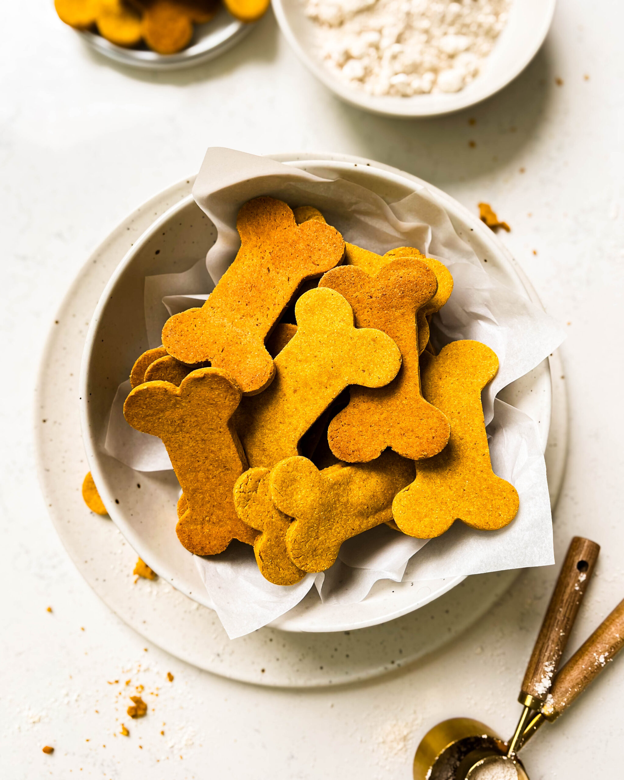 homemade dog treats in a white bowl