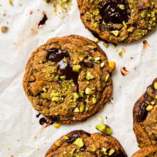 Vegan Dark Chocolate Chunk Pistachio Cookies
