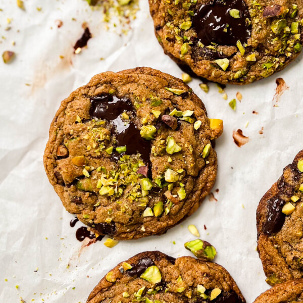 pistachio cookies on parchment paper