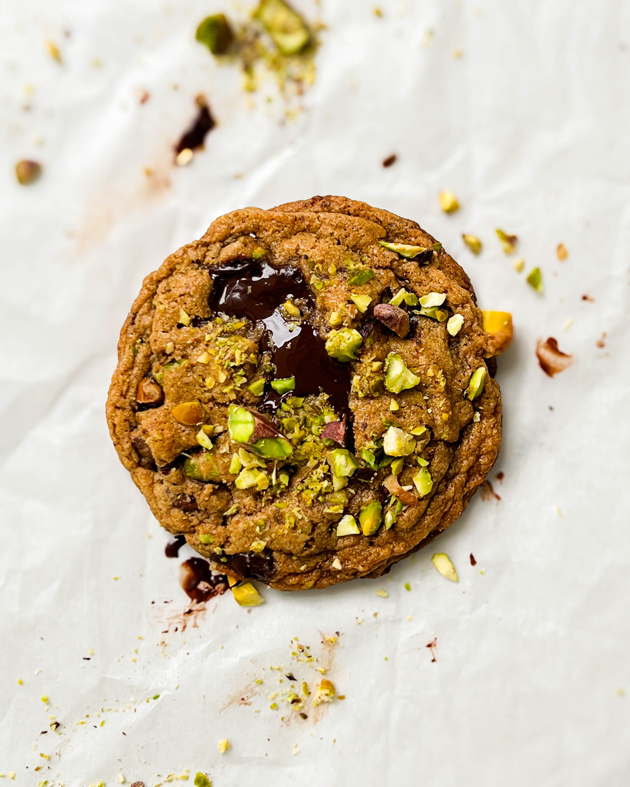 pistachio cookies on parchment paper