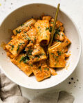 sun-dried tomato pesto pasta in a bowl