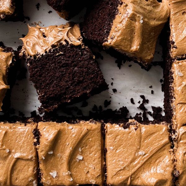 mocha snack cake on parchment paper