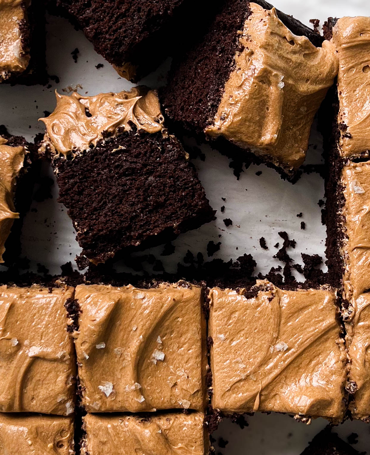 mocha snack cake on parchment paper