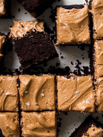 mocha snack cake on parchment paper