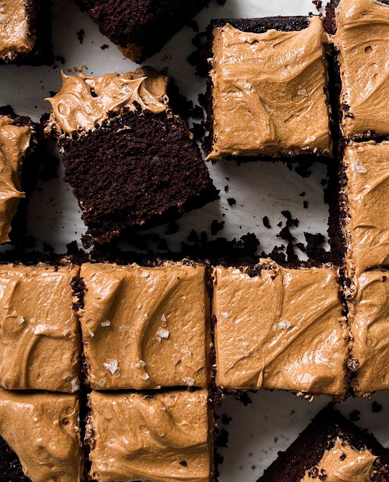 mocha snack cake on parchment paper