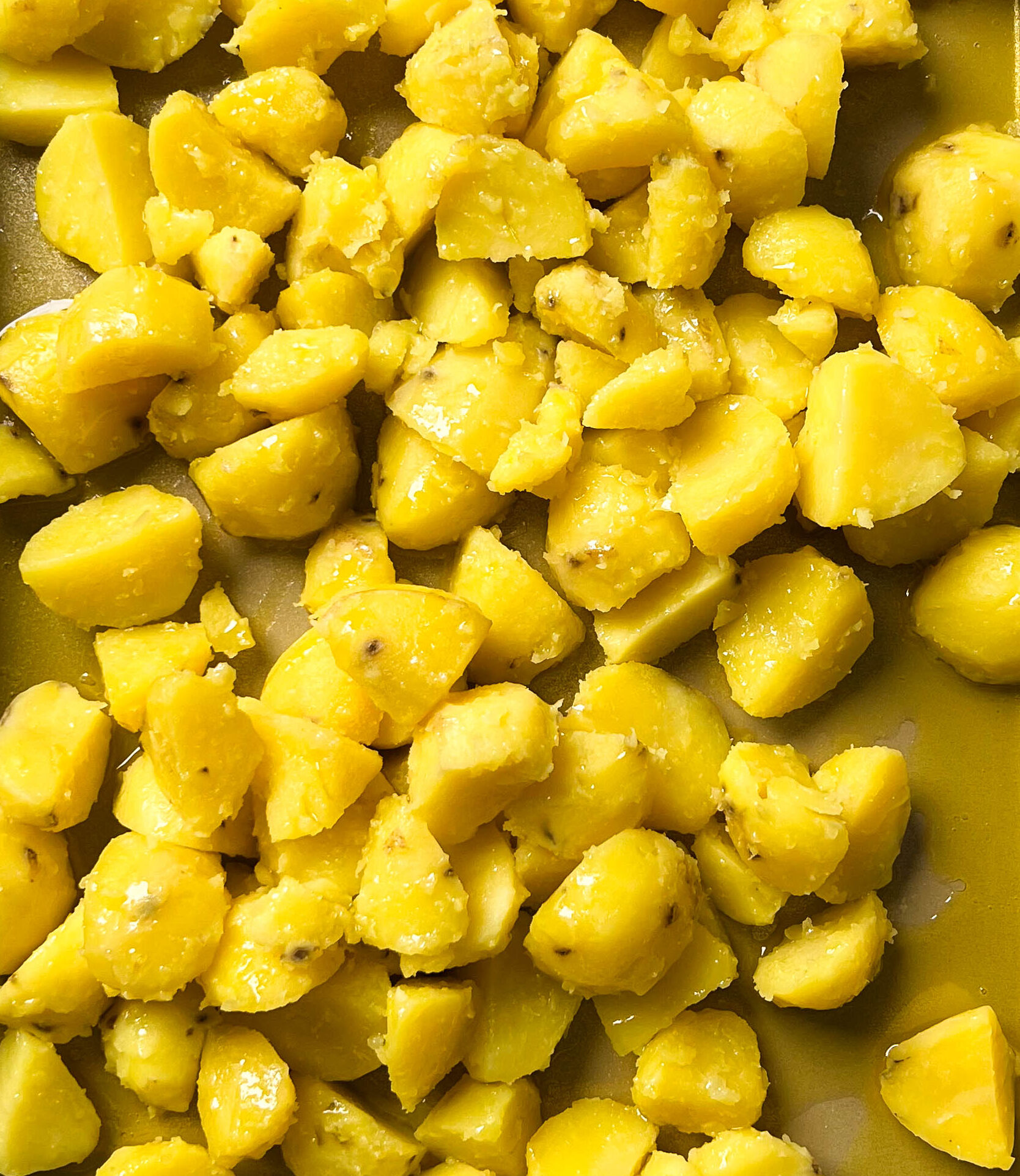 baby gold potatoes on a sheet pan