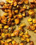 crispy roasted potatoes on a sheet pan