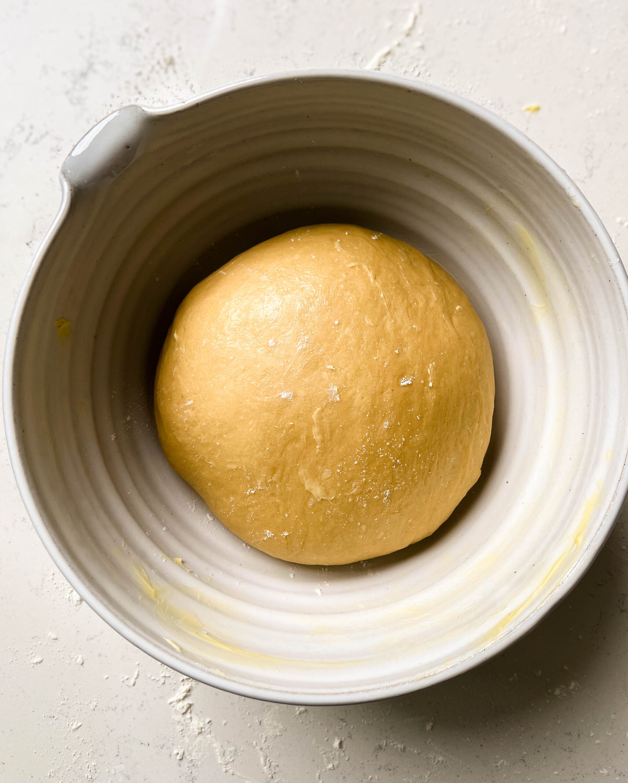 dough in a white bowl