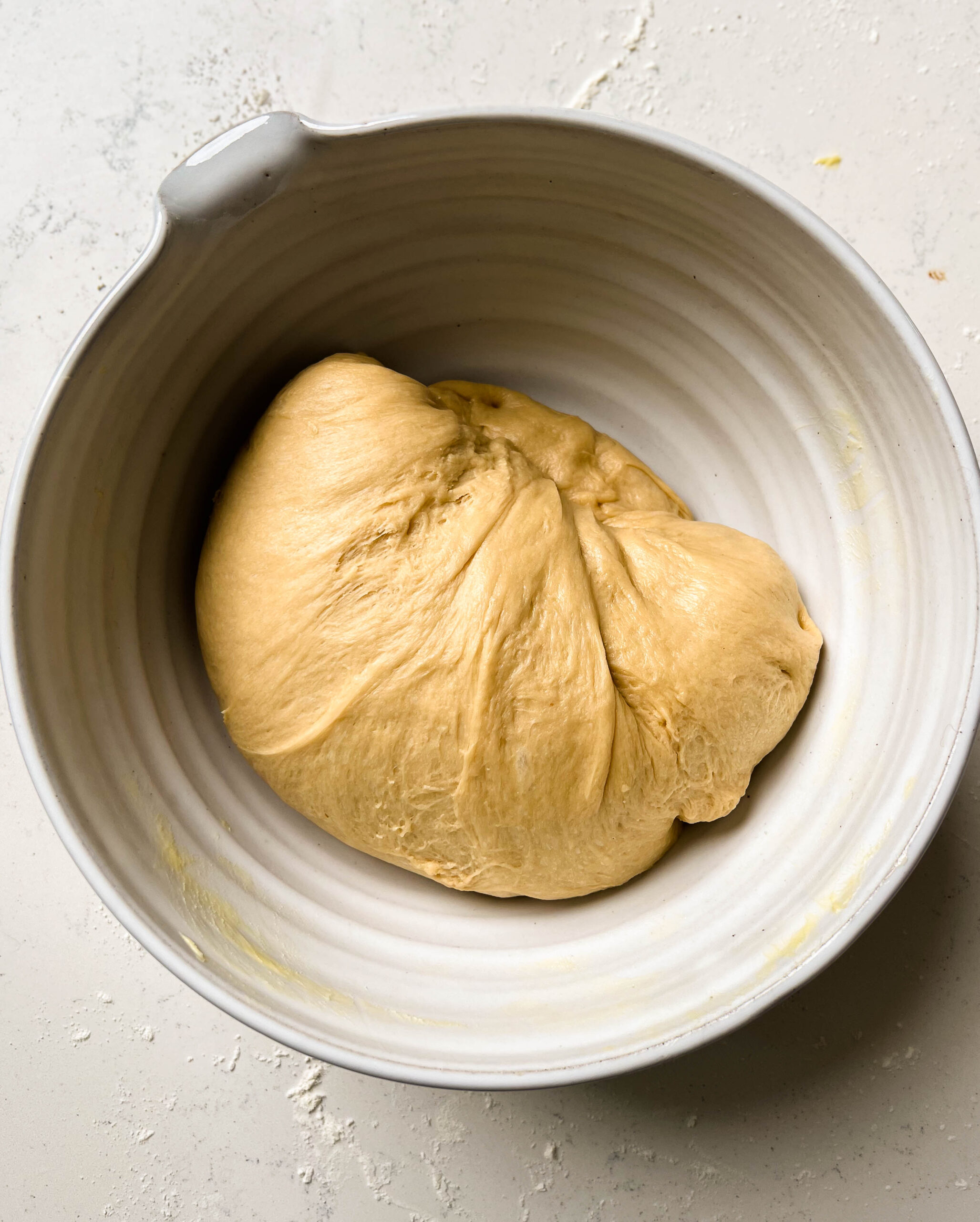 dough in a white bowl