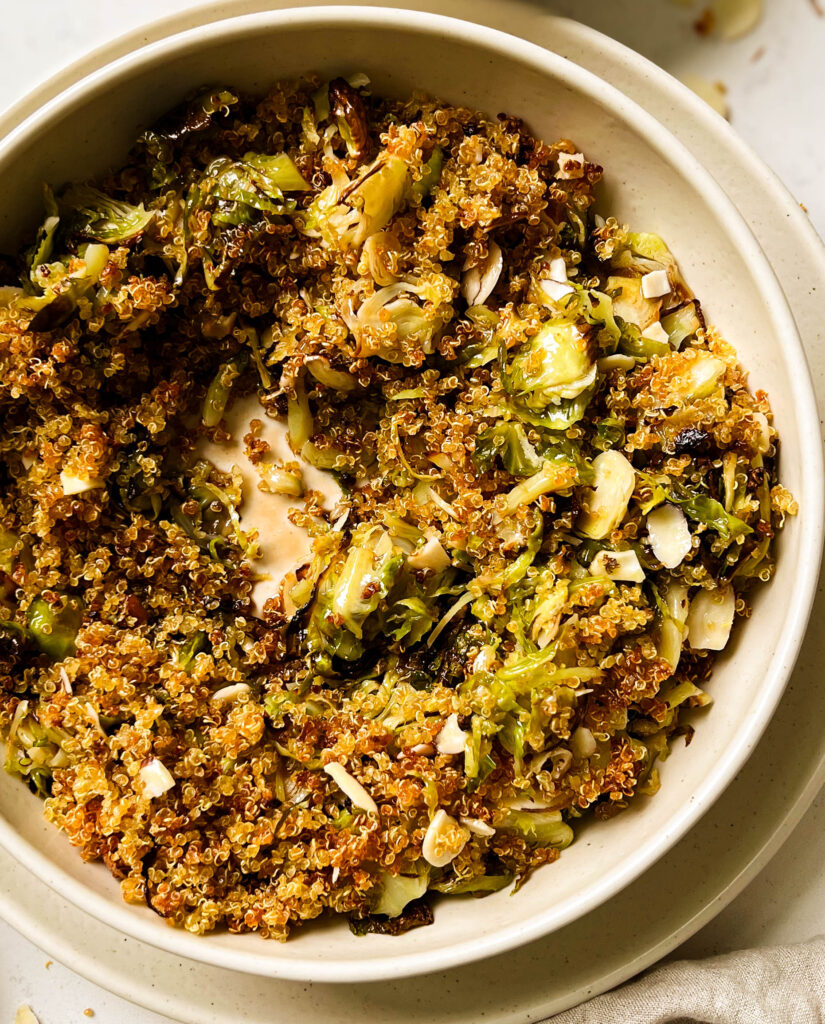 roasted brussels sprouts salad in a bowl