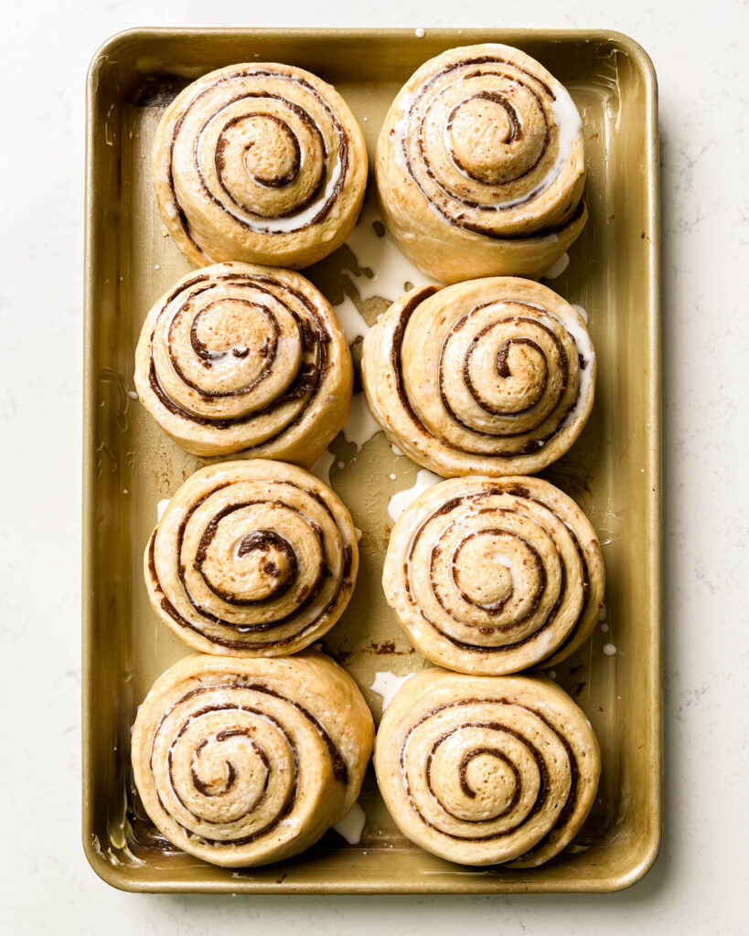 cinnamon rolls on a sheet pan