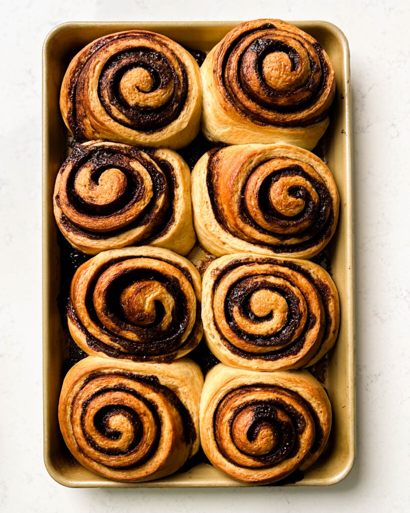 cinnamon rolls on a sheet pan