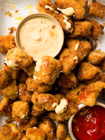 tofu nuggets on parchment paper