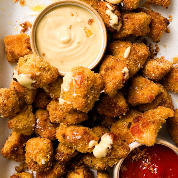 tofu nuggets on parchment paper