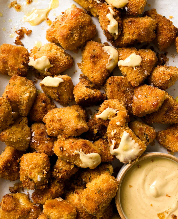 tofu nuggets on parchment paper