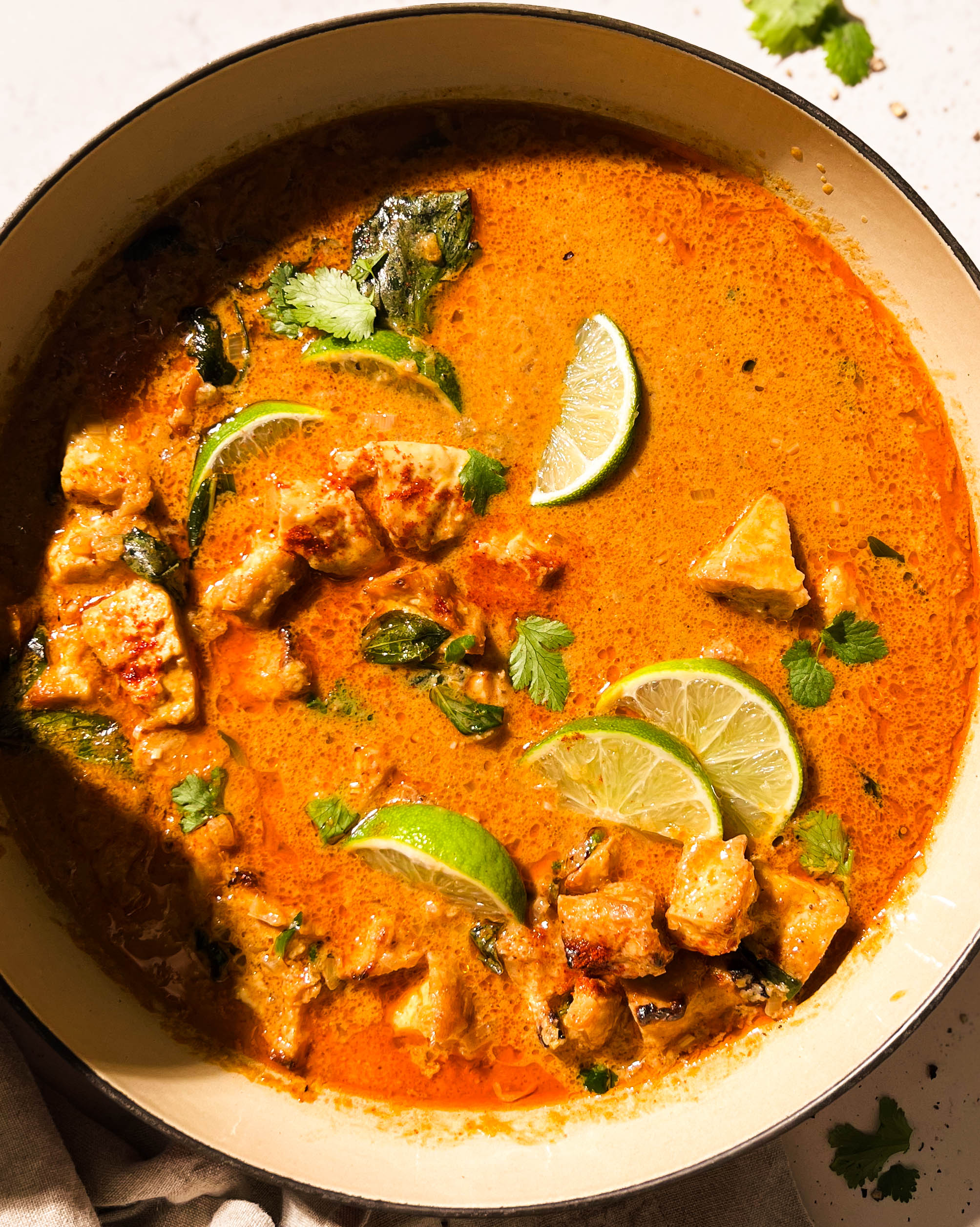 coconut lime curry in a pan