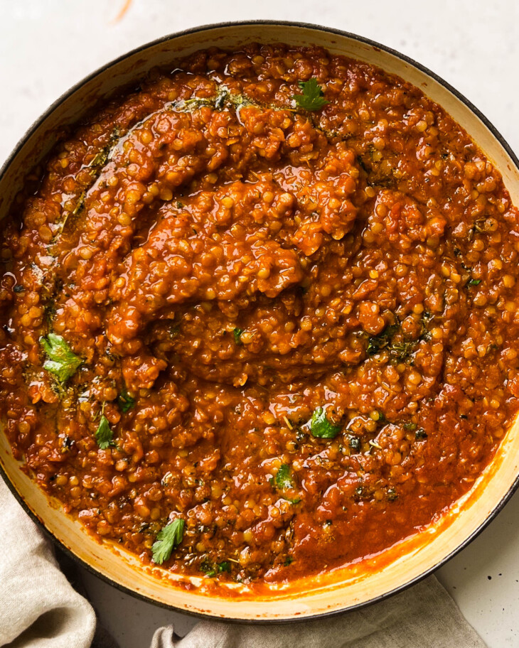 tomato dal in a pan