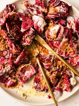 radicchio caesar salad with toasty panko on top