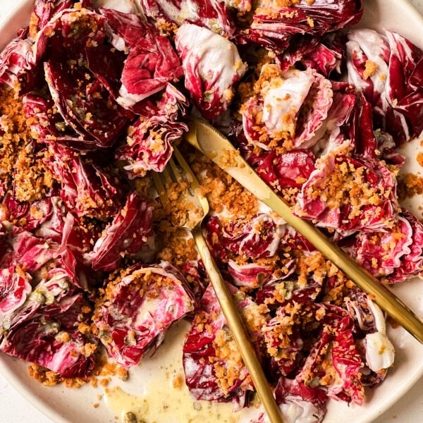 radicchio caesar salad with toasty panko on top