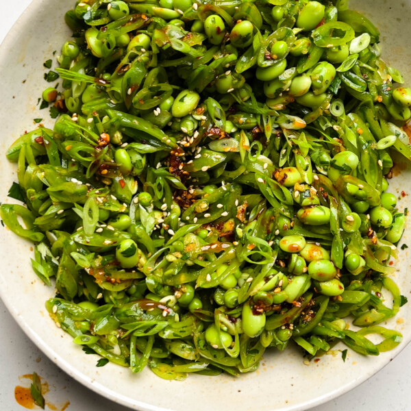 snap pea salad in a bowl