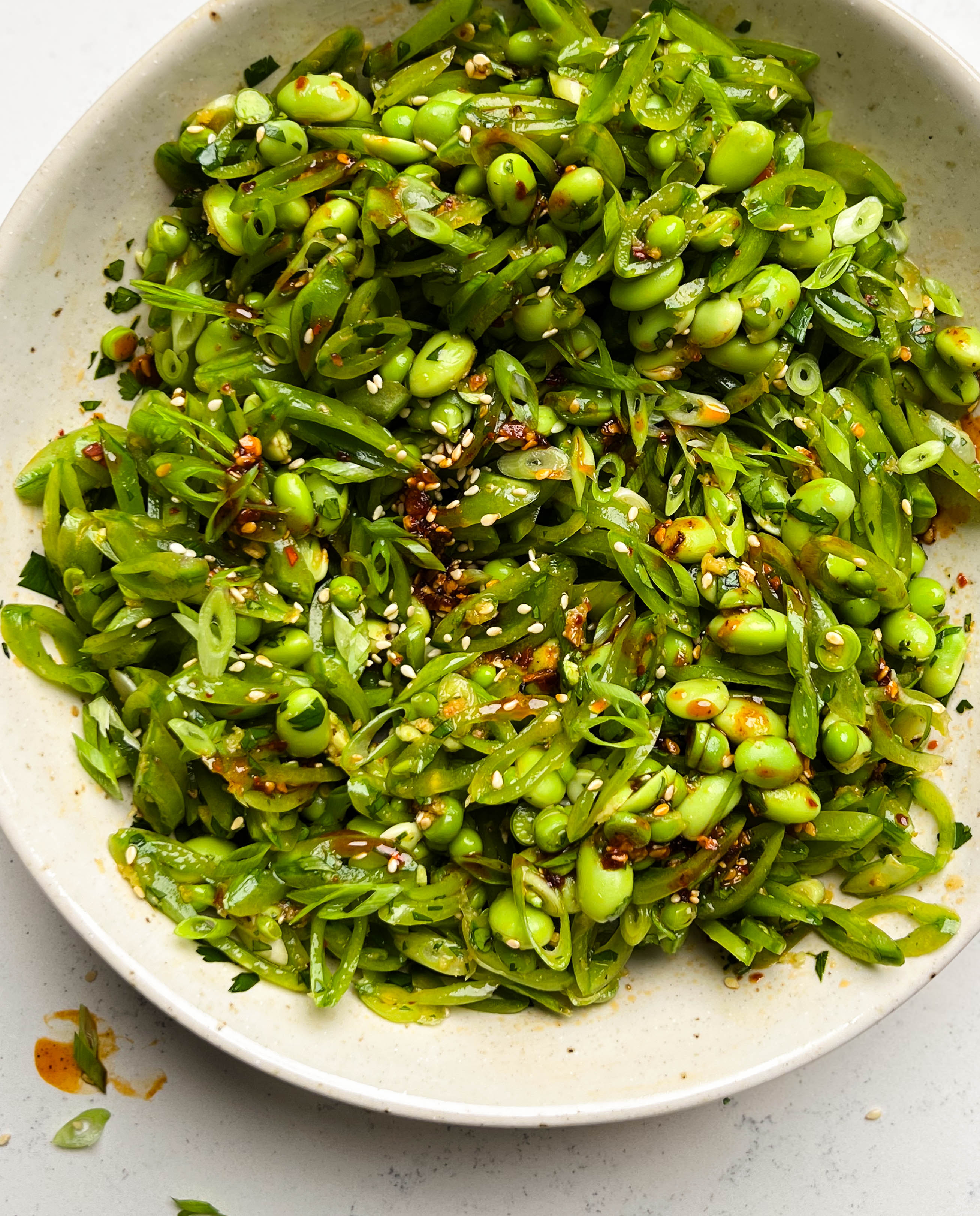snap pea salad in a bowl