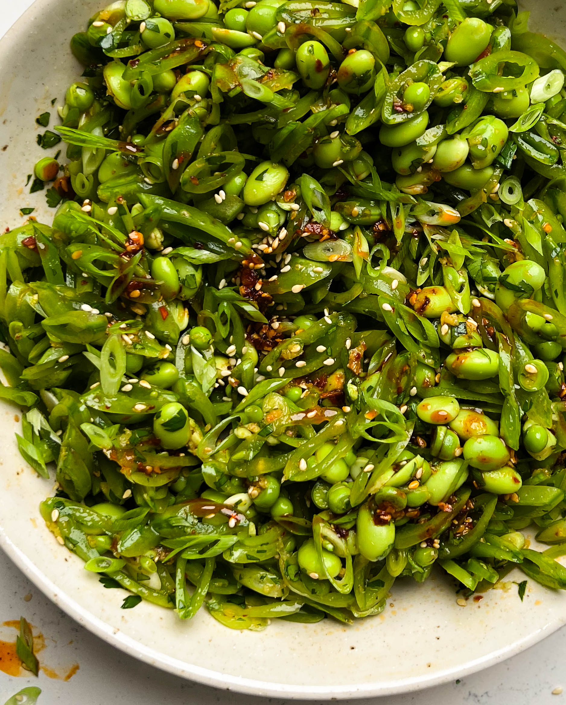 snap pea salad in a bowl