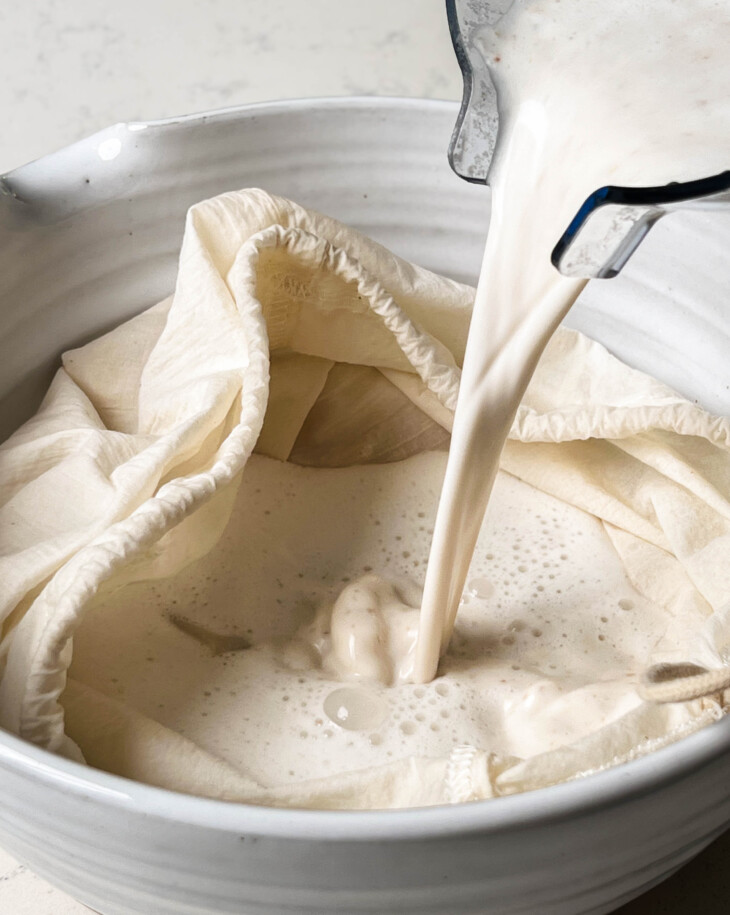 homemade nut milk in a bowl