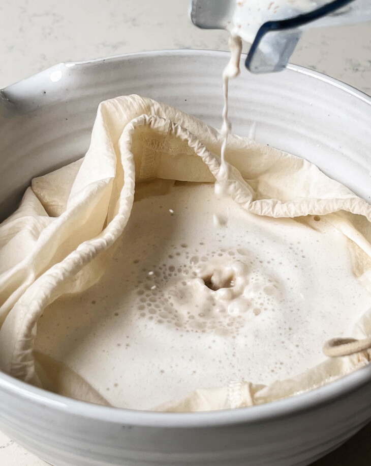 homemade nut milk in a bowl