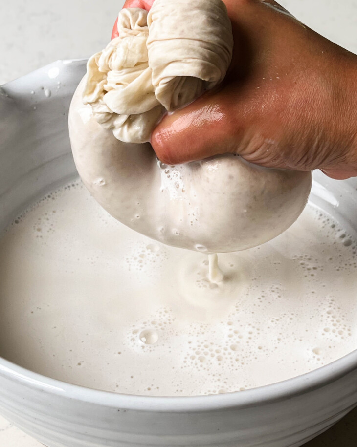 homemade nut milk in a bowl
