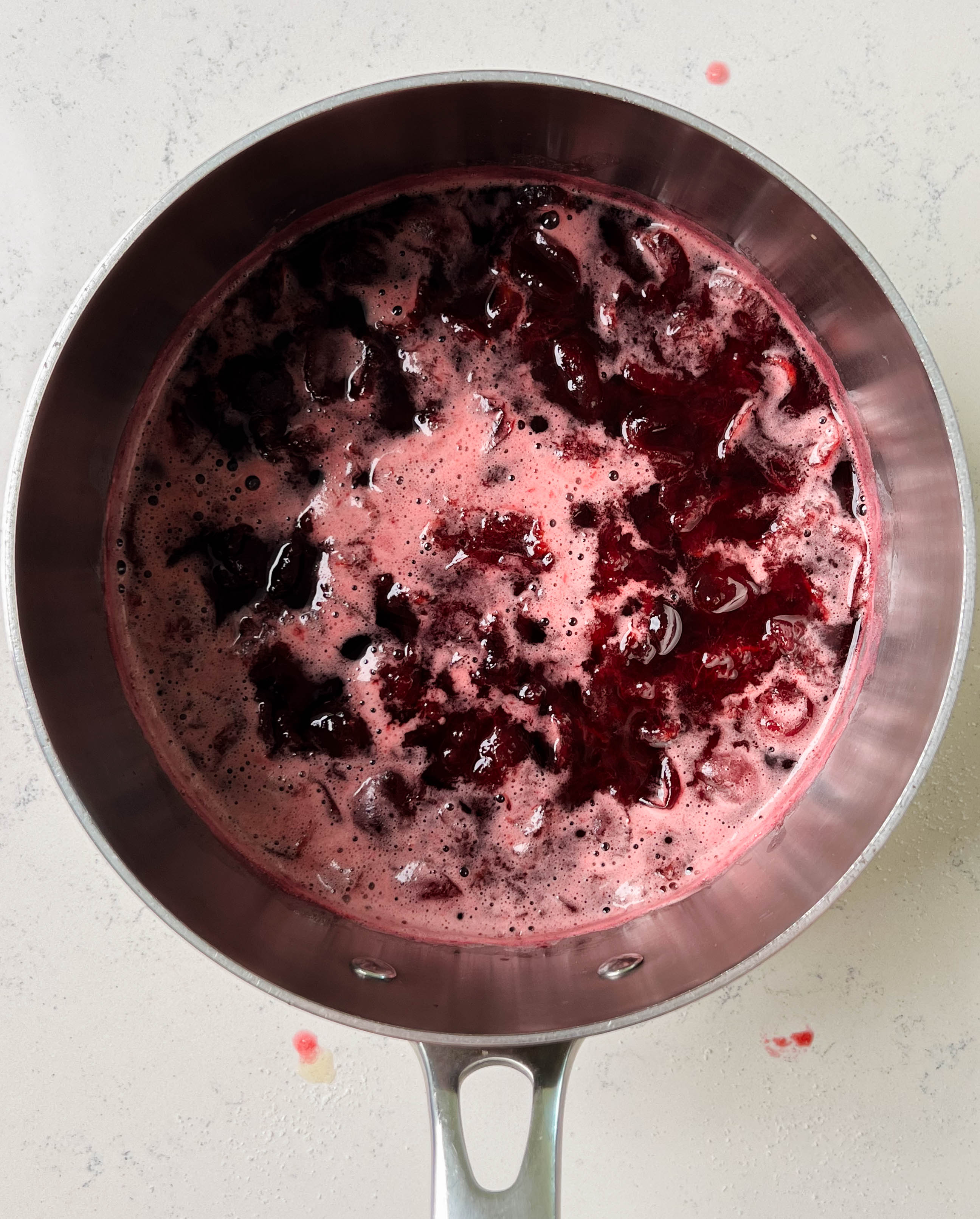 cherry syrup in a pot