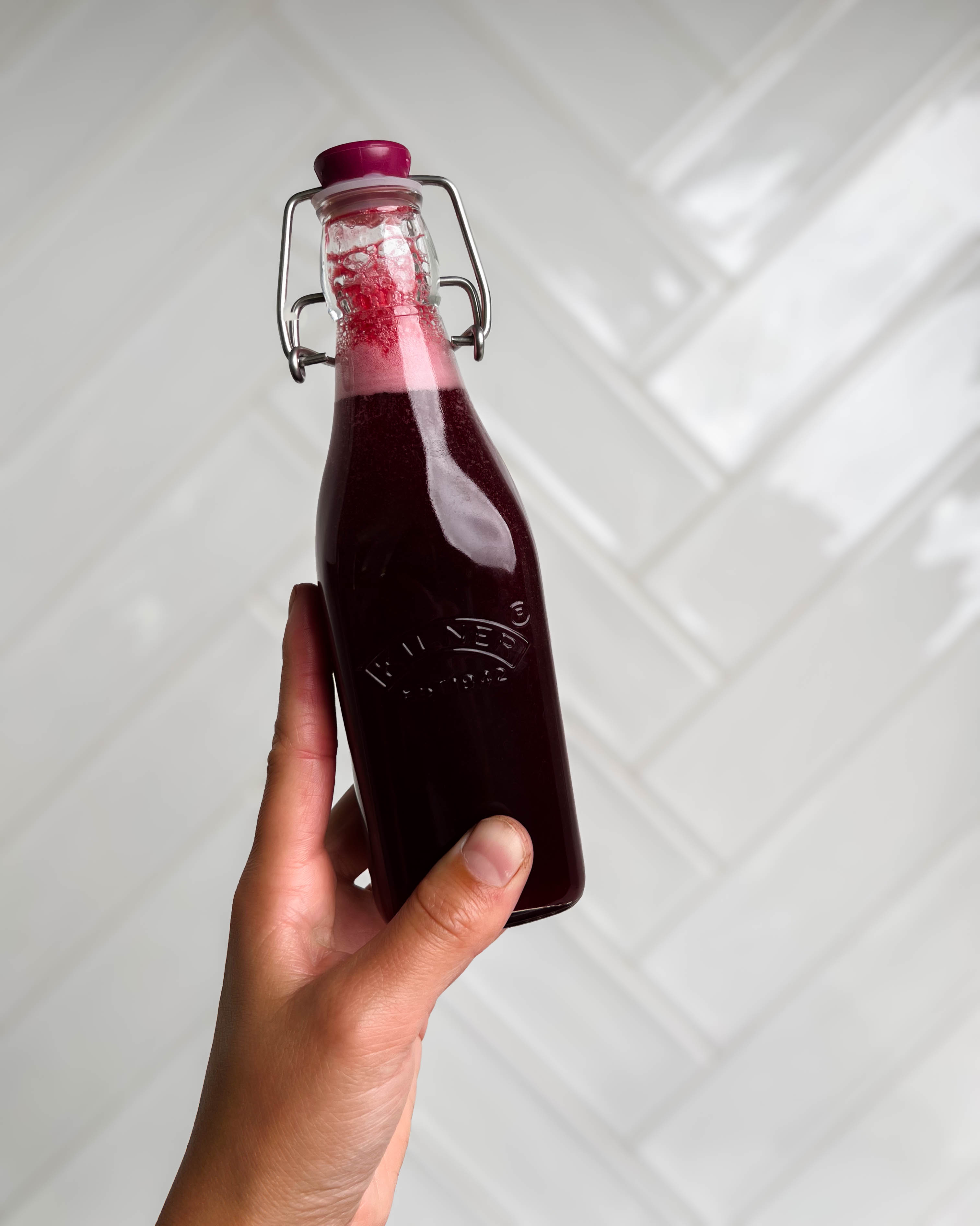 cherry syrup in a bottle