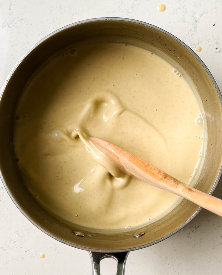 vanilla bean ice cream base in a pot